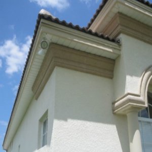 Architectural foam moldings in soffit / vane area