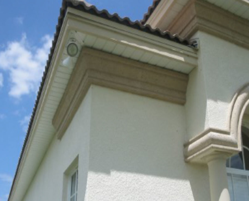 Architectural foam moldings in soffit / vane area