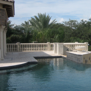 Cast stone balusters and custom pool