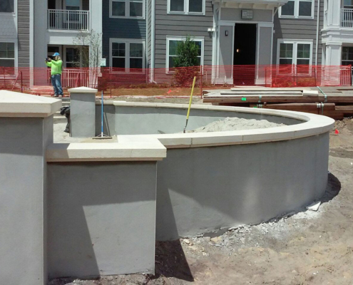 Precast wall cap on radius wall - Ocala, Florida