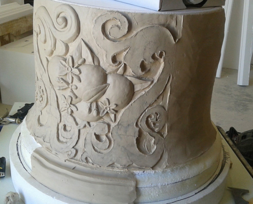 Clay prototype for Disney columns