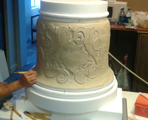 Making clay prototype for column caps