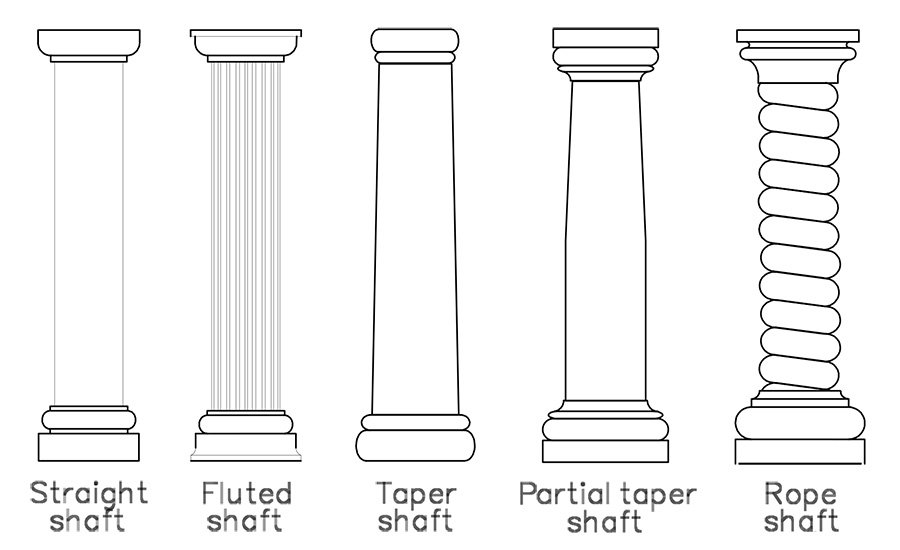 Precast or foam column styles