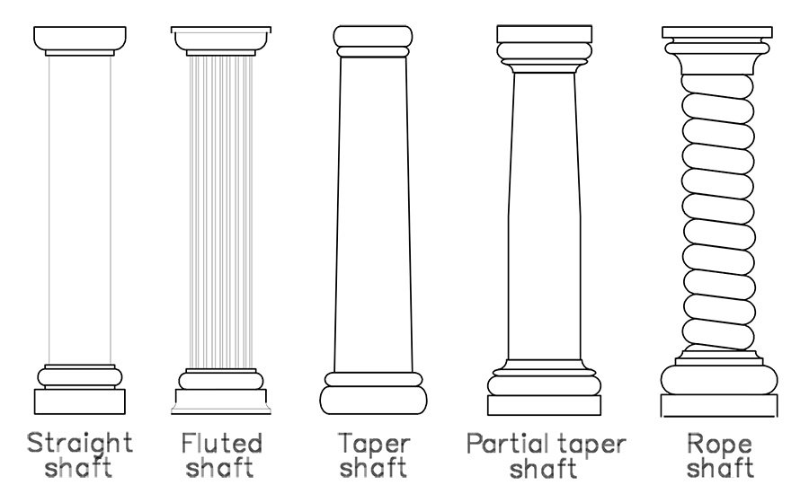 Precast or foam column styles